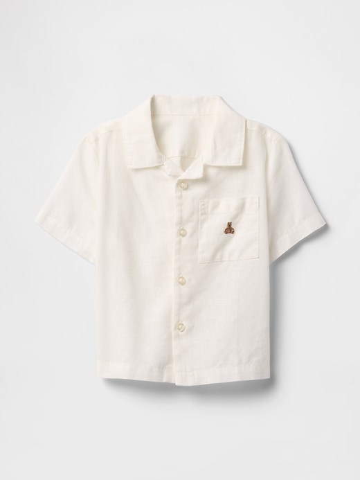 camicia cabana in lino e cotone per neonati e bambini piccoli