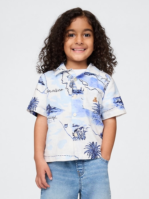 camicia cabana in lino e cotone per neonati e bambini piccoli