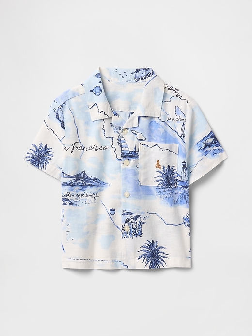 camicia cabana in lino e cotone per neonati e bambini piccoli