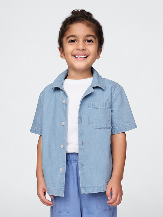 camicia in chambray per neonati e bambini piccoli