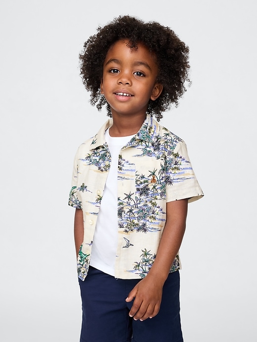 camicia cabana in lino e cotone per neonati e bambini piccoli