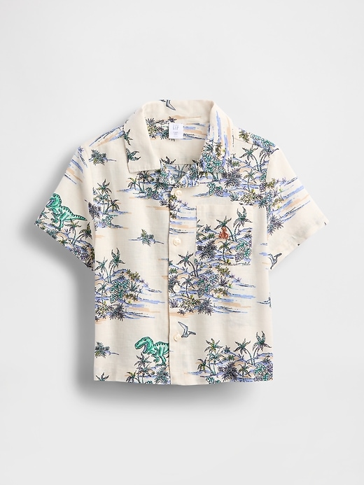 camicia cabana in lino e cotone per neonati e bambini piccoli