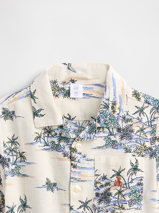 camicia cabana in lino e cotone per neonati e bambini piccoli