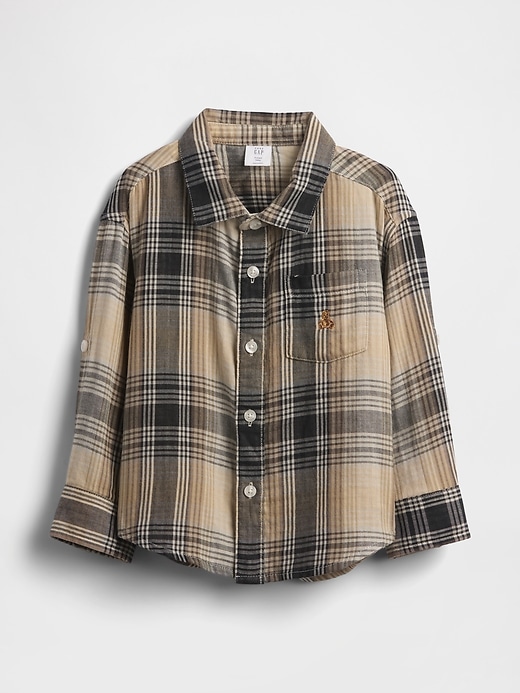 camicia a quadri a doppia trama per neonati e bambini piccoli