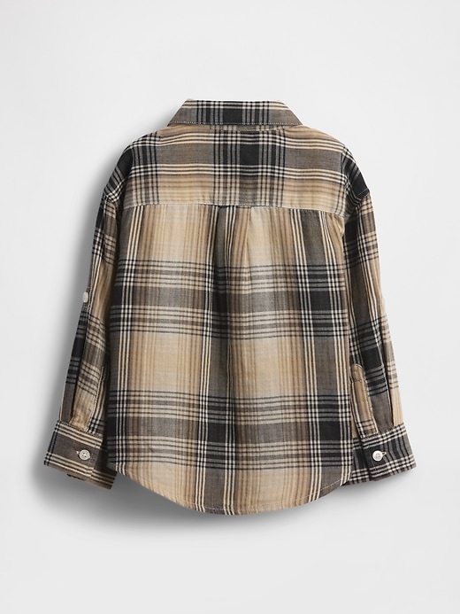 camicia a quadri a doppia trama per neonati e bambini piccoli