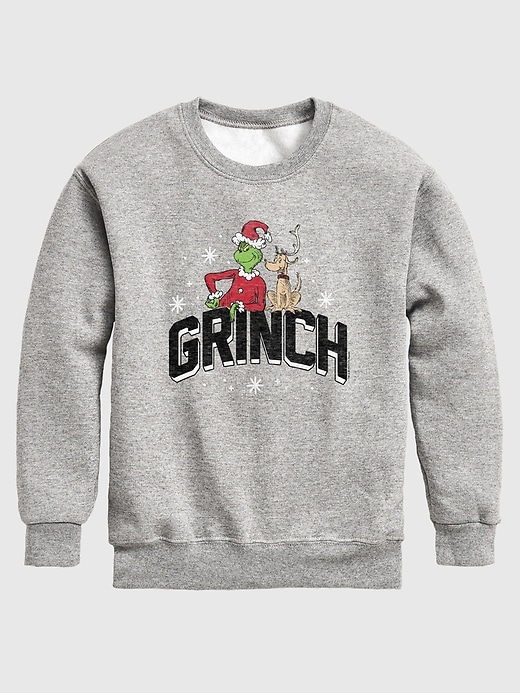 felpa girocollo in pile con scollo a v e scritta the grinch del dr. seuss per bambini