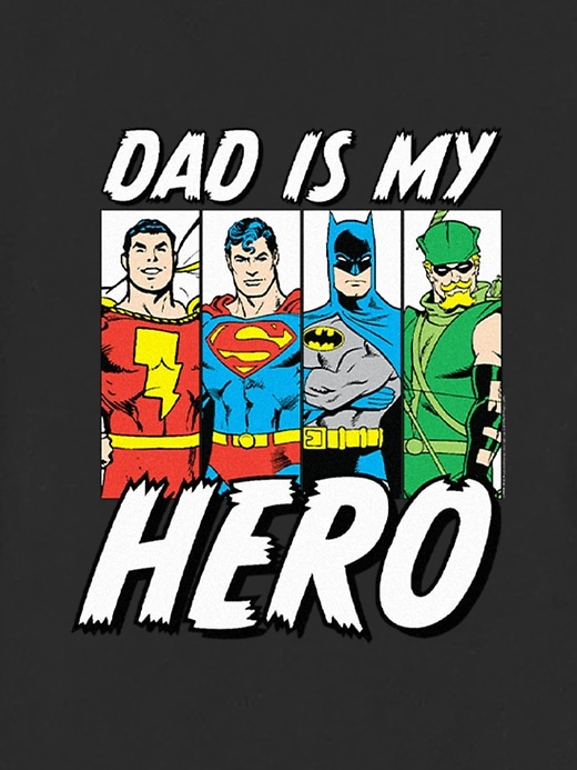 maglietta grafica per papà eroe della justice league della dc comics per bambini