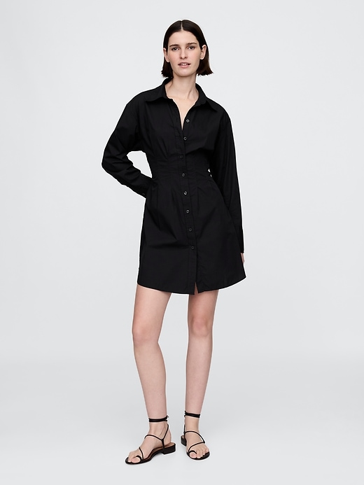 mini abito-camicia in popeline di cotone biologico