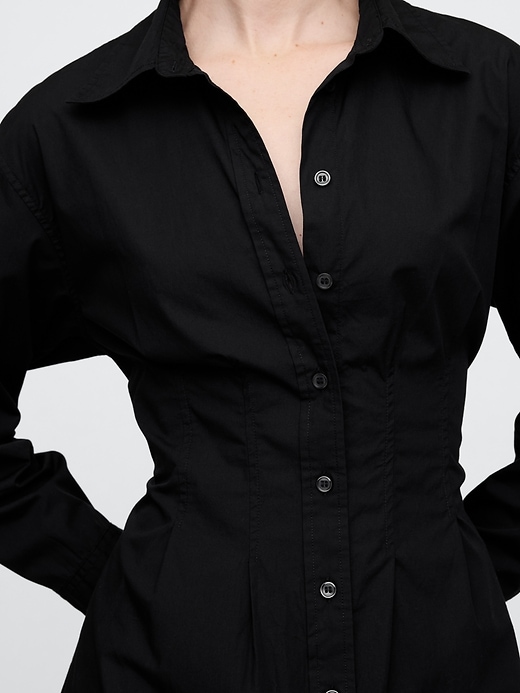 mini abito-camicia in popeline di cotone biologico