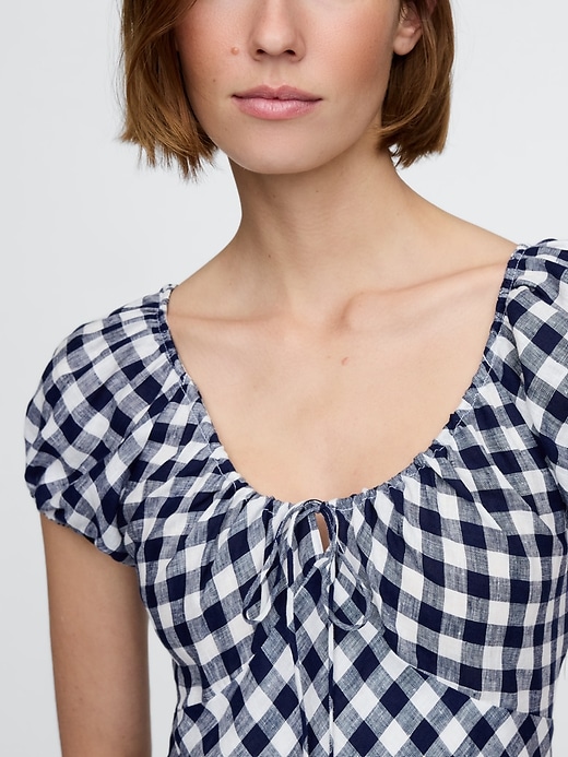 gap × dÔen abito midi a quadretti 100 lino