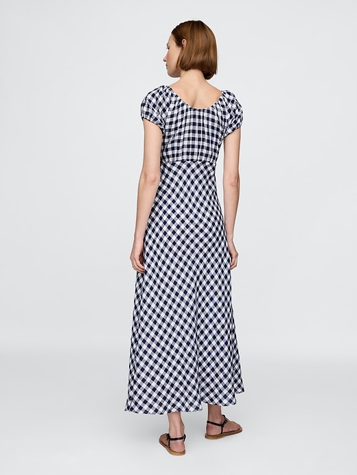 gap × dÔen abito midi a quadretti 100 lino