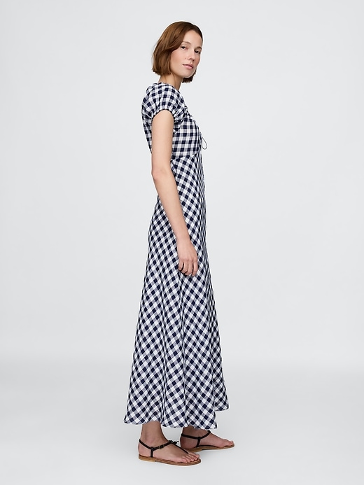 gap × dÔen abito midi a quadretti 100 lino