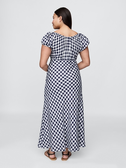 gap × dÔen abito midi a quadretti 100 lino