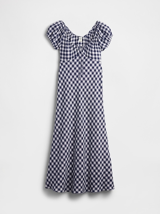 gap × dÔen abito midi a quadretti 100 lino