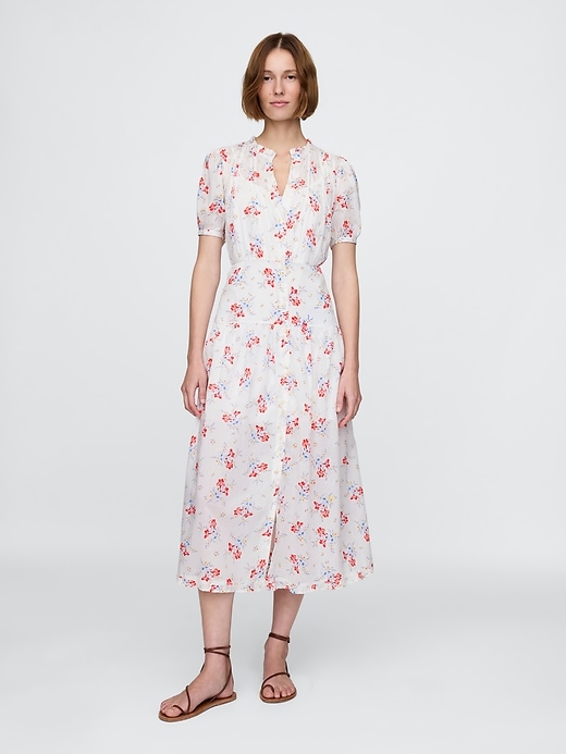 gap × dÔen abito midi floreale con pieghe