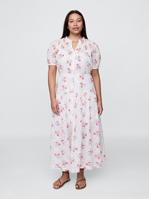 gap × dÔen abito midi floreale con pieghe