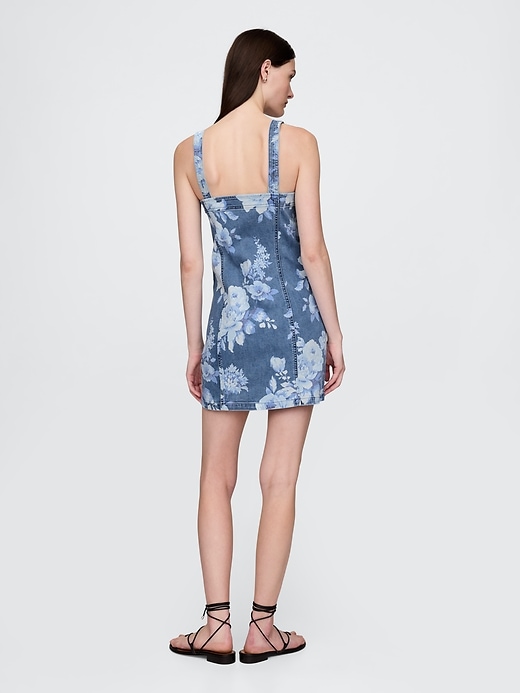 mini abito floreale in denim