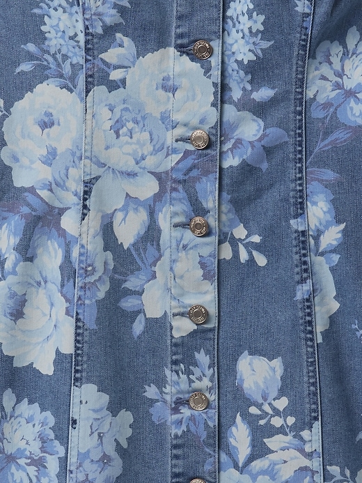 mini abito floreale in denim
