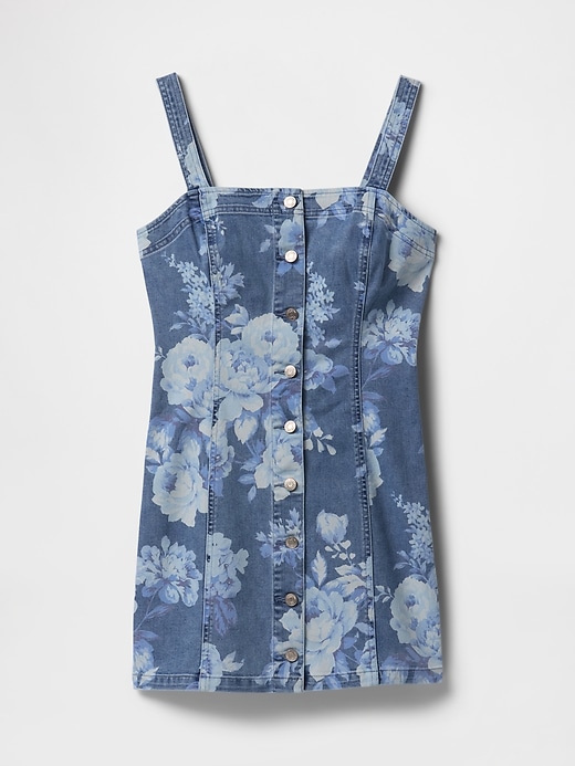 mini abito floreale in denim