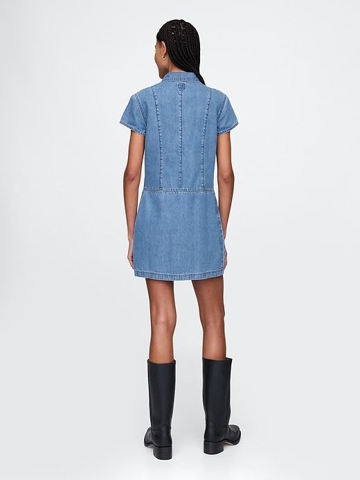 mini abito a trapezio in denim ultra morbido