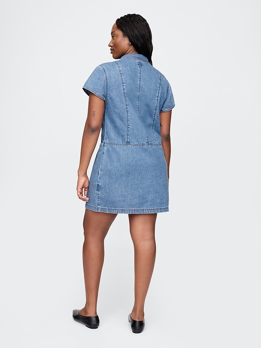 mini abito a trapezio in denim ultra morbido