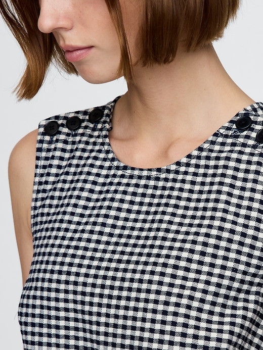 gap × dÔen mini abito in denim a quadretti