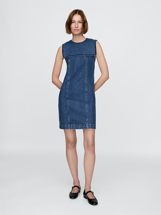 gap × dÔen mini abito da marinaio in denim