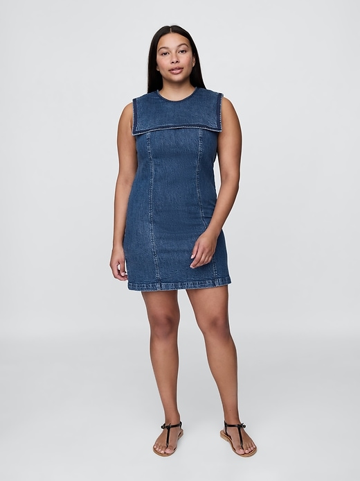 gap × dÔen mini abito da marinaio in denim