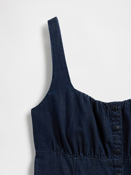 mini abito in denim ultra morbido con scollo quadrato