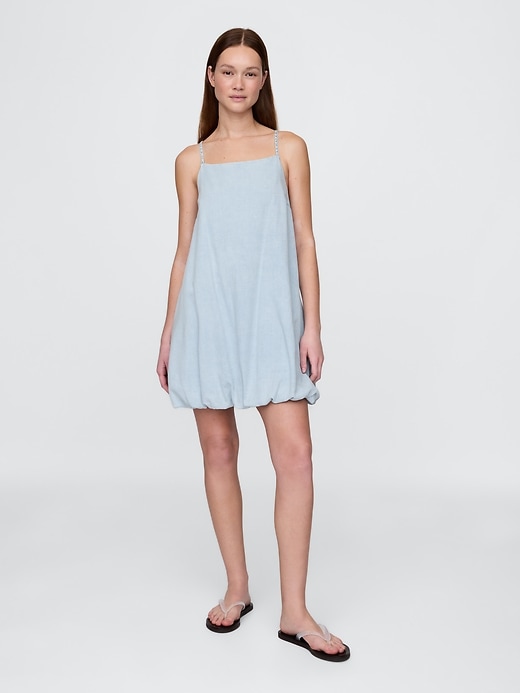 mini abito a bolle in denim