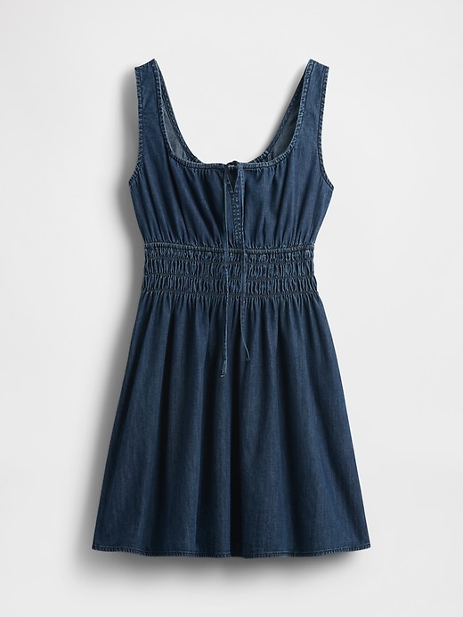 miniabito in denim con vita arricciata e nodo sul davanti
