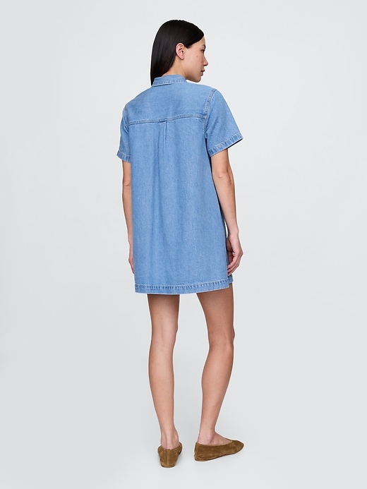 mini abito popover in denim ultra morbido