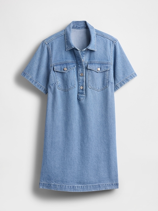 mini abito popover in denim ultra morbido