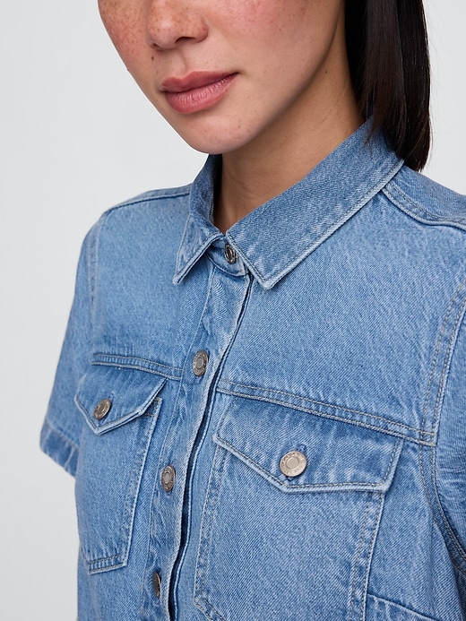 mini abito popover in denim ultra morbido