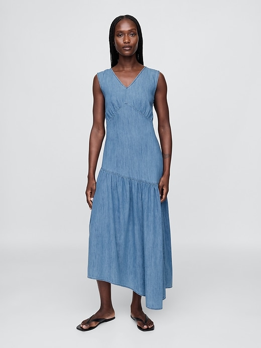 abito midi asimmetrico in denim