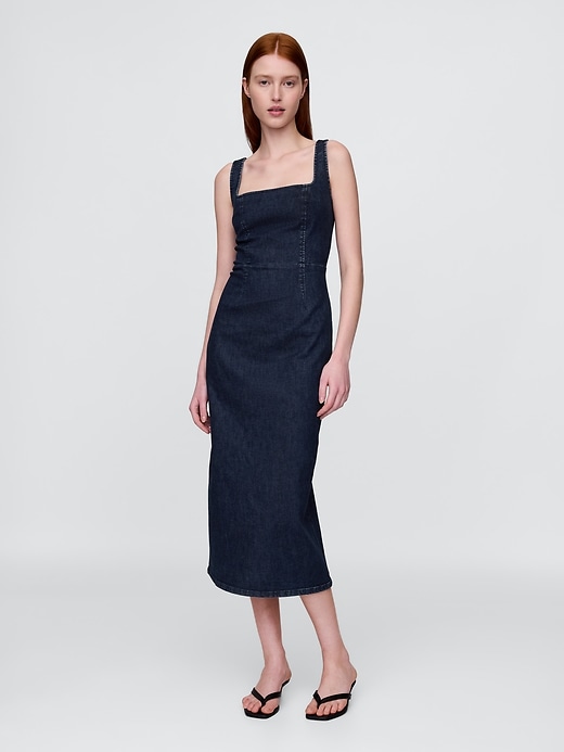 abito midi aderente in denim