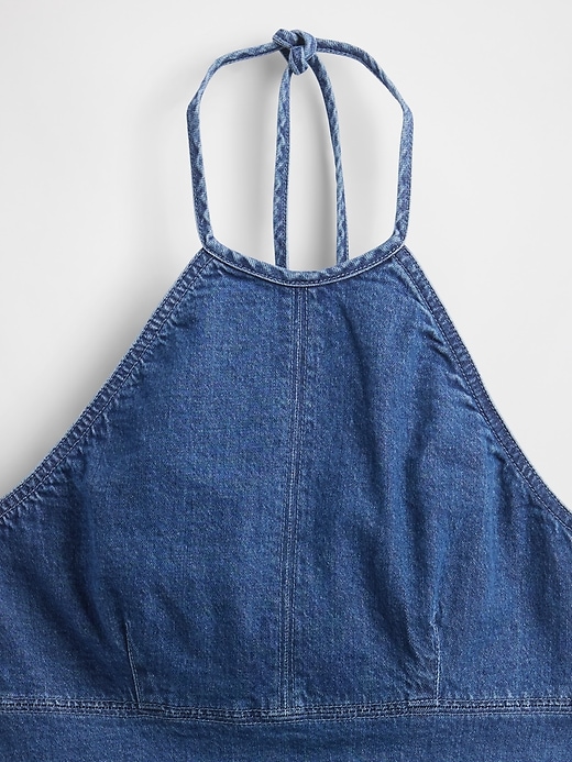 mini abito in denim con scollo allamericana