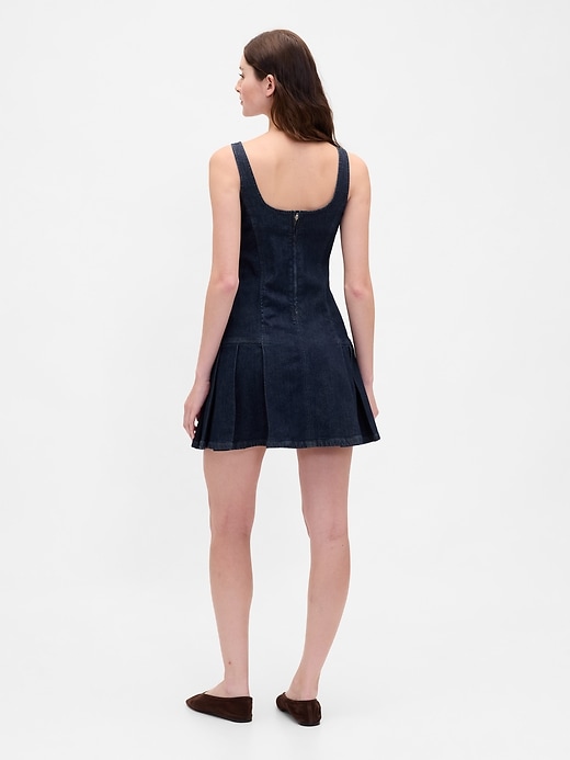 mini abito in denim con pieghe laterali