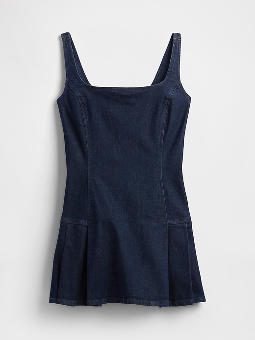 mini abito in denim con pieghe laterali