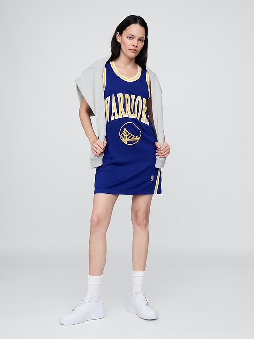 mini abito in maglia riciclata dei golden state warriors nba