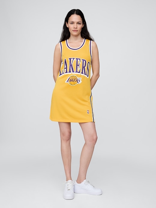 mini abito in maglia riciclata dei los angeles lakers della nba