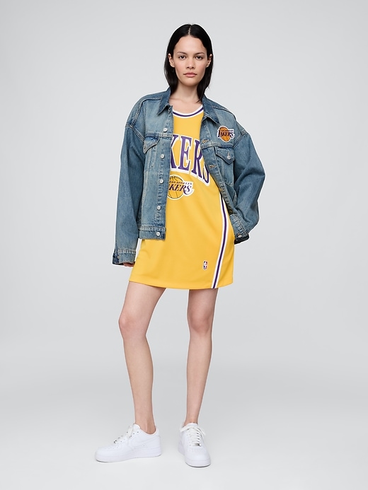 mini abito in maglia riciclata dei los angeles lakers della nba