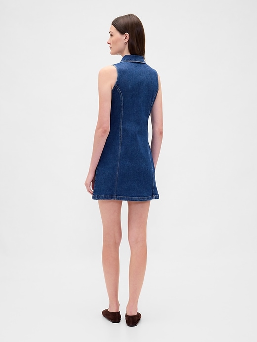 mini abito a trapezio con colletto in denim