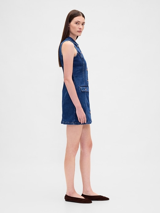 mini abito a trapezio con colletto in denim