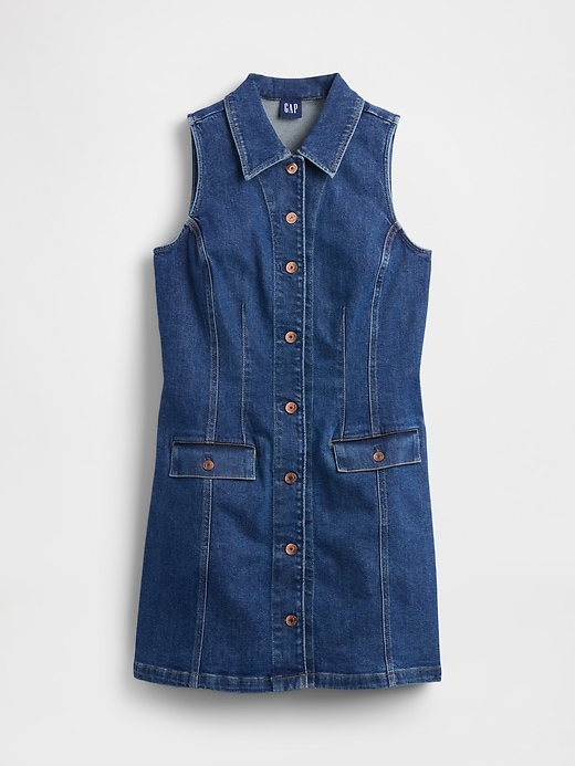 mini abito a trapezio con colletto in denim