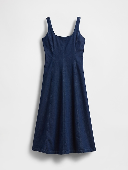 abito lungo in denim con scollo quadrato