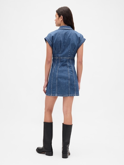 mini abito in denim con cuciture