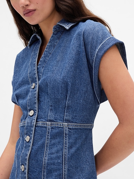 mini abito in denim con cuciture