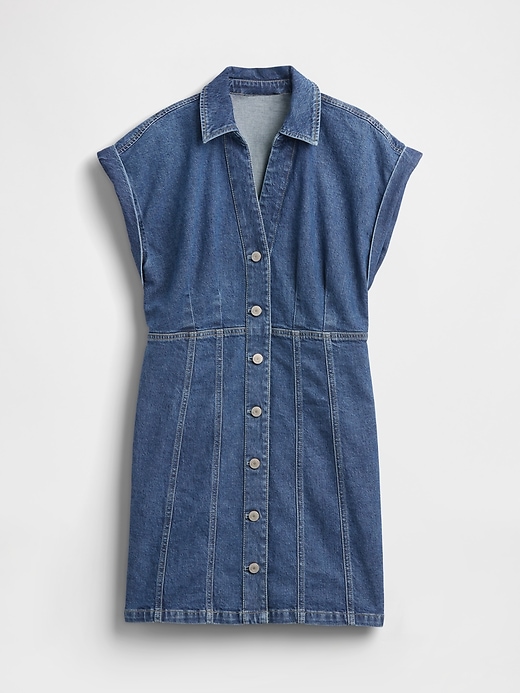 mini abito in denim con cuciture