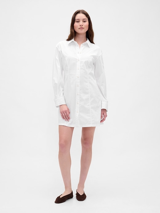 mini abito-camicia in popeline di cotone biologico